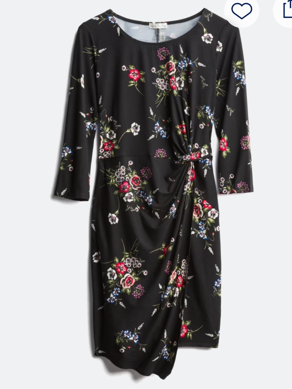 NWOT nine britton Black Floral Midi Dress with Side Detail.  Size XL